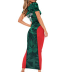 Royal Bengal Tiger Bangladesh Cricket Custom Family Matching Short Sleeve Bodycon Dress and Hawaiian Shirt The Red and Green Version