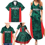 Royal Bengal Tiger Bangladesh Cricket Custom Family Matching Summer Maxi Dress and Hawaiian Shirt The Red and Green Version
