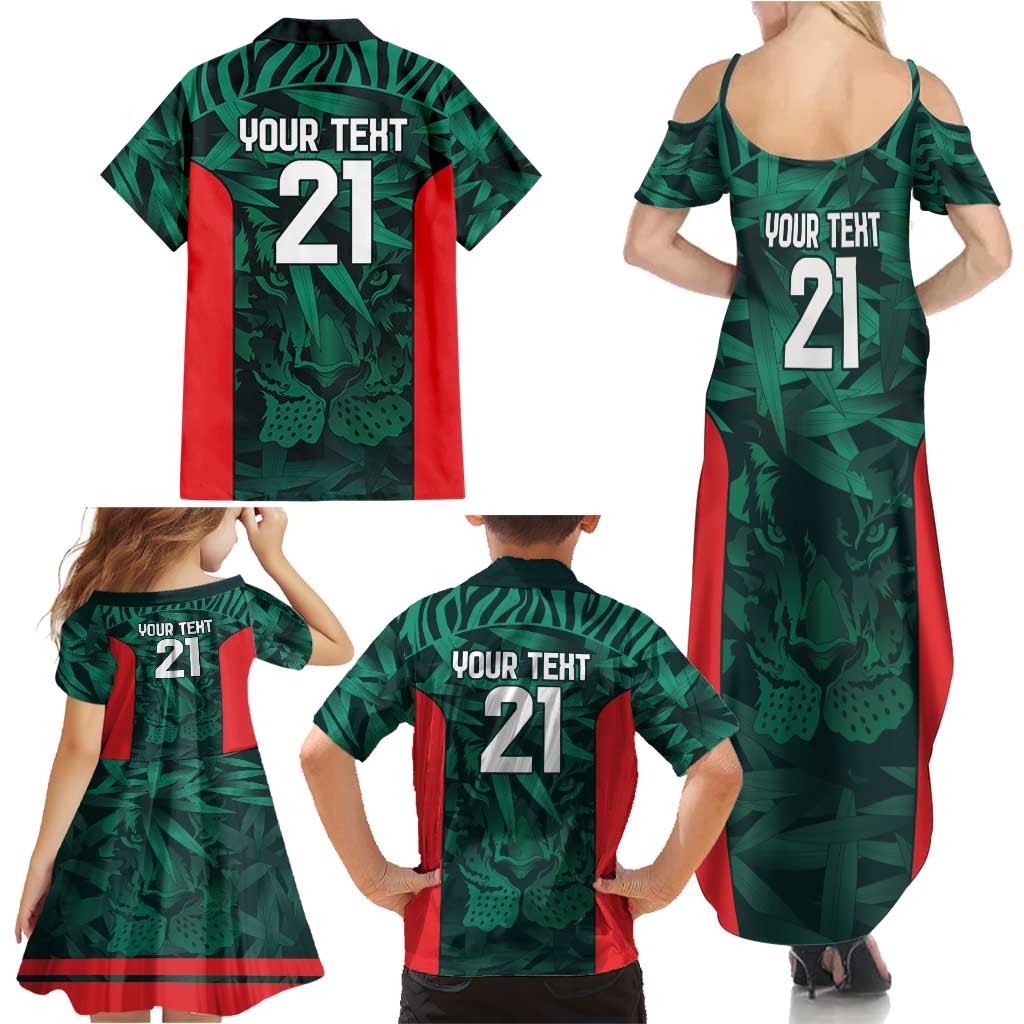 Royal Bengal Tiger Bangladesh Cricket Custom Family Matching Summer Maxi Dress and Hawaiian Shirt The Red and Green Version