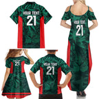 Royal Bengal Tiger Bangladesh Cricket Custom Family Matching Summer Maxi Dress and Hawaiian Shirt The Red and Green Version