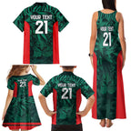 Royal Bengal Tiger Bangladesh Cricket Custom Family Matching Tank Maxi Dress and Hawaiian Shirt The Red and Green Version