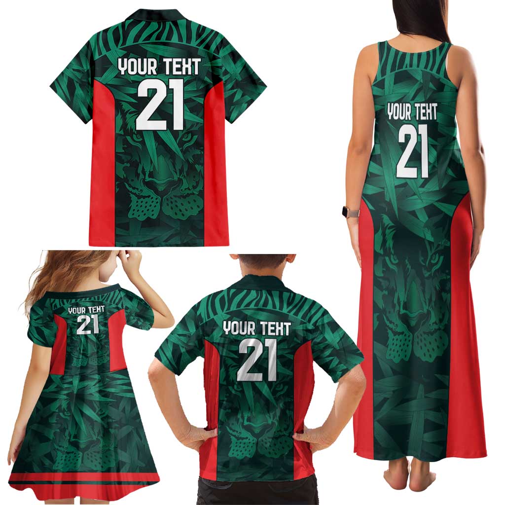Royal Bengal Tiger Bangladesh Cricket Custom Family Matching Tank Maxi Dress and Hawaiian Shirt The Red and Green Version