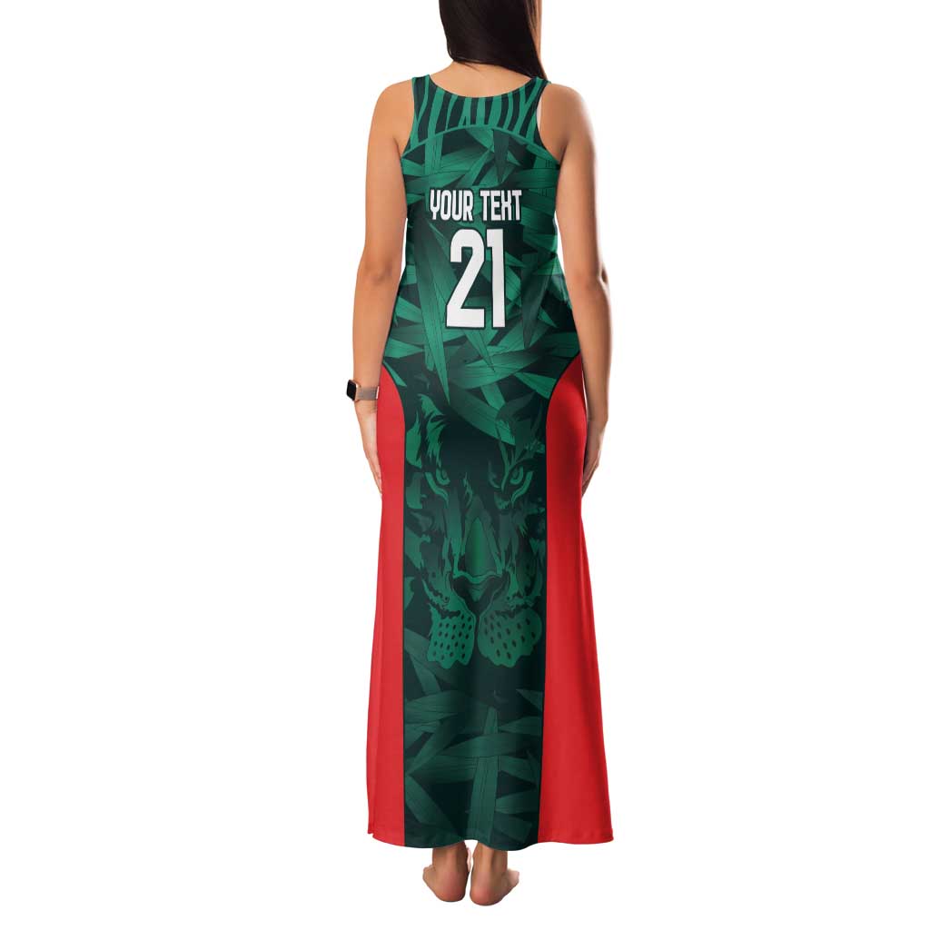 Royal Bengal Tiger Bangladesh Cricket Custom Family Matching Tank Maxi Dress and Hawaiian Shirt The Red and Green Version