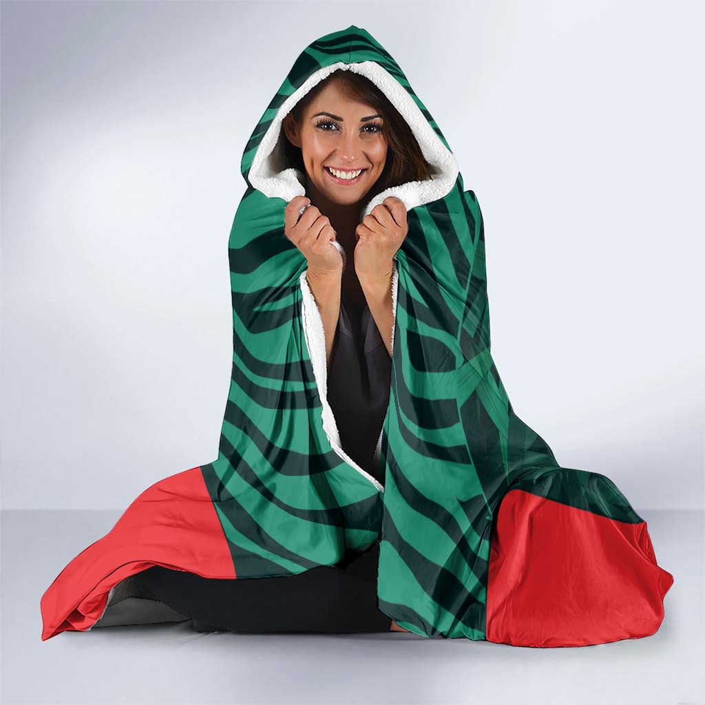 Royal Bengal Tiger Bangladesh Cricket Custom Hooded Blanket The Red and Green Version