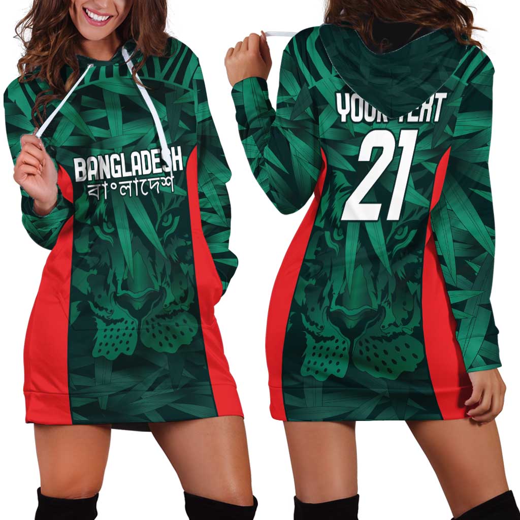 Royal Bengal Tiger Bangladesh Cricket Custom Hoodie Dress The Red and Green Version