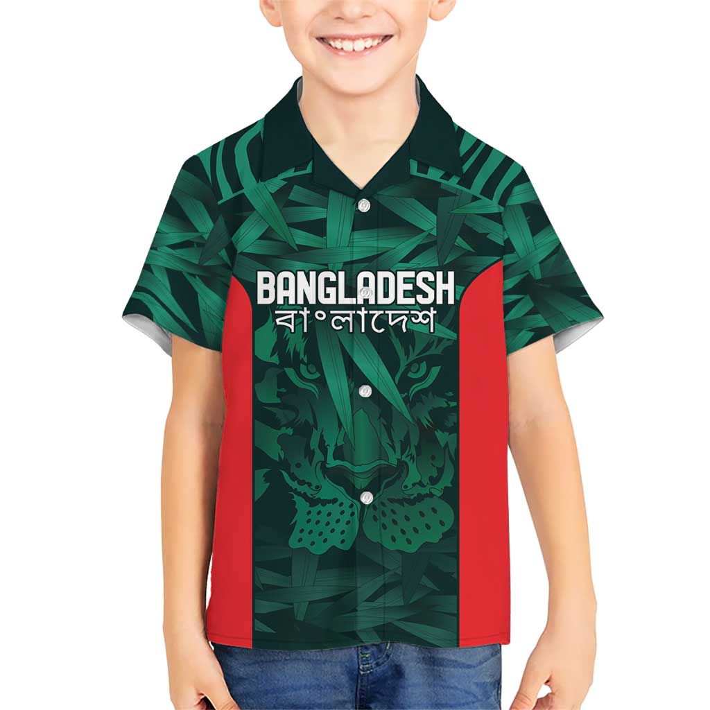 Royal Bengal Tiger Bangladesh Cricket Custom Kid Hawaiian Shirt The Red and Green Version