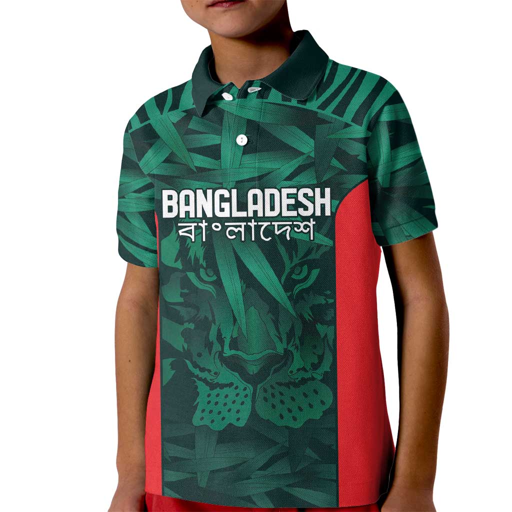 Royal Bengal Tiger Bangladesh Cricket Custom Kid Polo Shirt The Red and Green Version