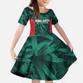 Royal Bengal Tiger Bangladesh Cricket Custom Kid Short Sleeve Dress The Red and Green Version