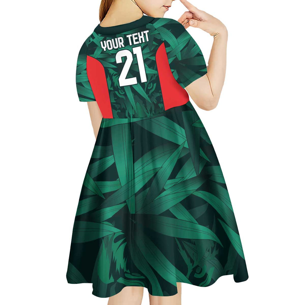 Royal Bengal Tiger Bangladesh Cricket Custom Kid Short Sleeve Dress The Red and Green Version