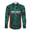 Royal Bengal Tiger Bangladesh Cricket Custom Long Sleeve Button Shirt The Red and Green Version