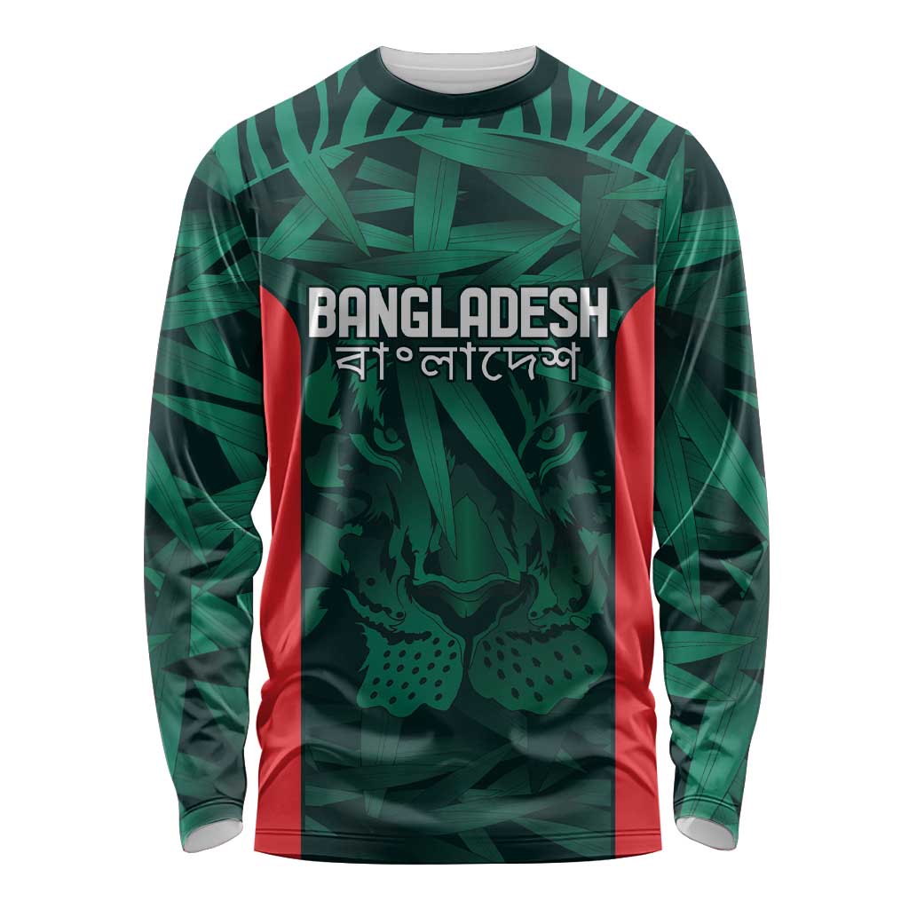 Royal Bengal Tiger Bangladesh Cricket Custom Long Sleeve Shirt The Red and Green Version