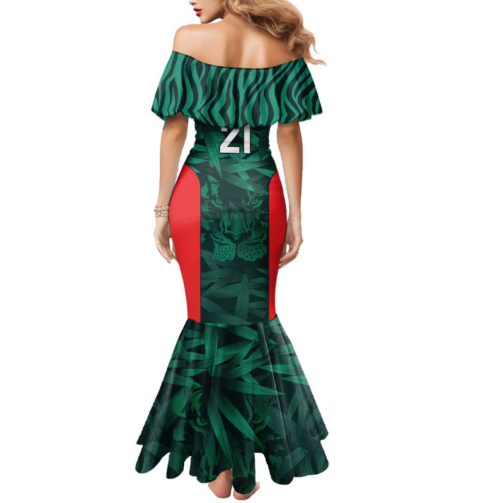 Royal Bengal Tiger Bangladesh Cricket Custom Mermaid Dress The Red and Green Version
