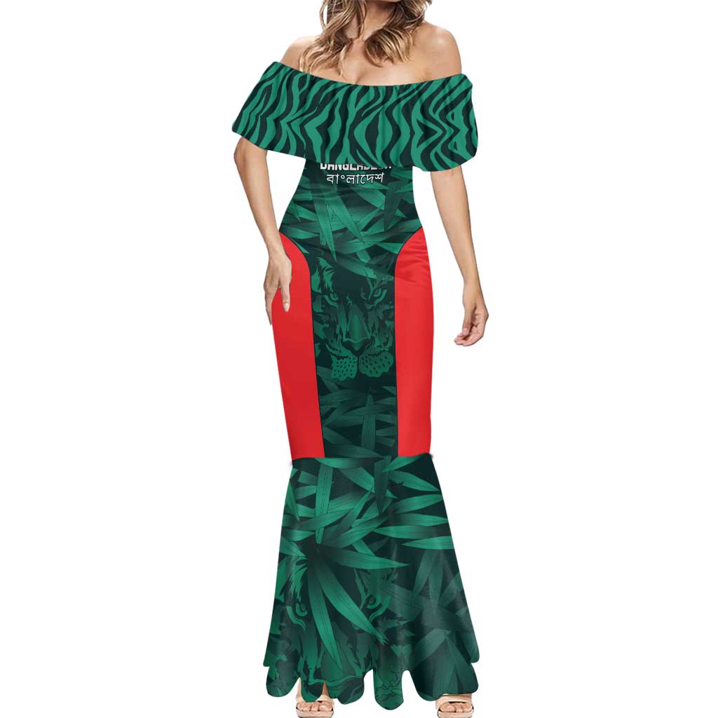Royal Bengal Tiger Bangladesh Cricket Custom Mermaid Dress The Red and Green Version