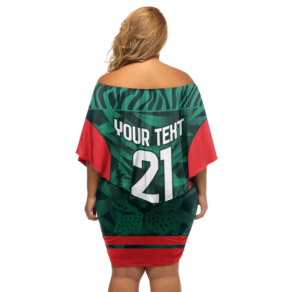 Royal Bengal Tiger Bangladesh Cricket Custom Off Shoulder Short Dress The Red and Green Version