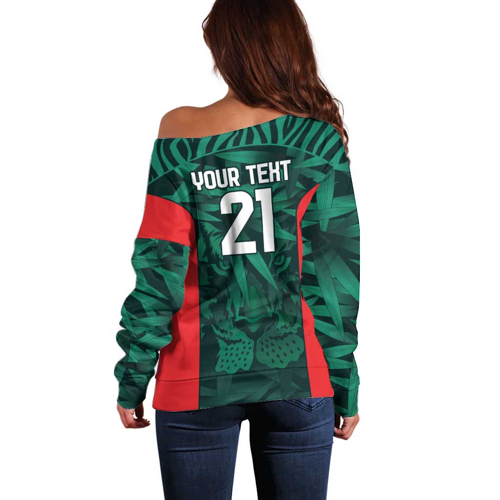 Royal Bengal Tiger Bangladesh Cricket Custom Off Shoulder Sweater The Red and Green Version
