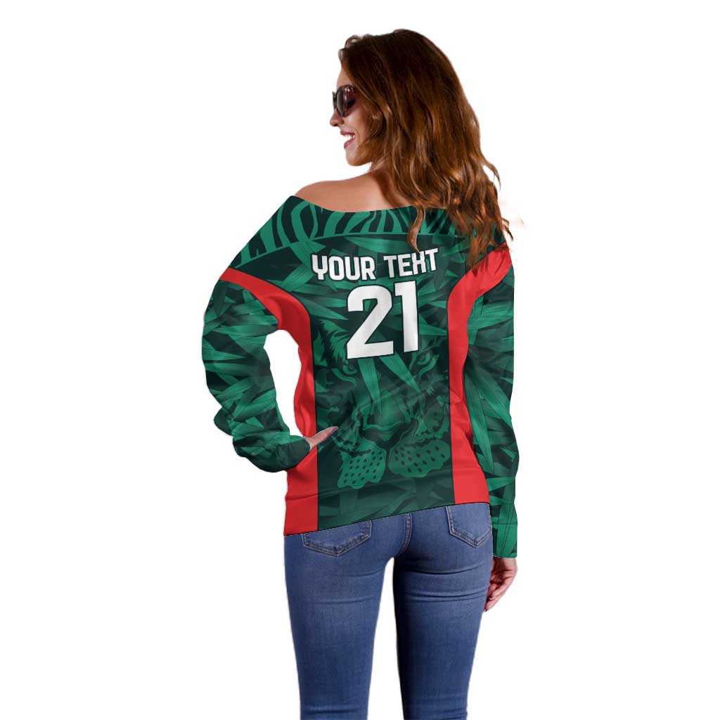 Royal Bengal Tiger Bangladesh Cricket Custom Off Shoulder Sweater The Red and Green Version