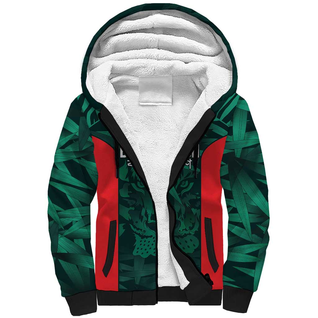 Royal Bengal Tiger Bangladesh Cricket Custom Sherpa Hoodie The Red and Green Version