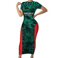 Royal Bengal Tiger Bangladesh Cricket Custom Short Sleeve Bodycon Dress The Red and Green Version