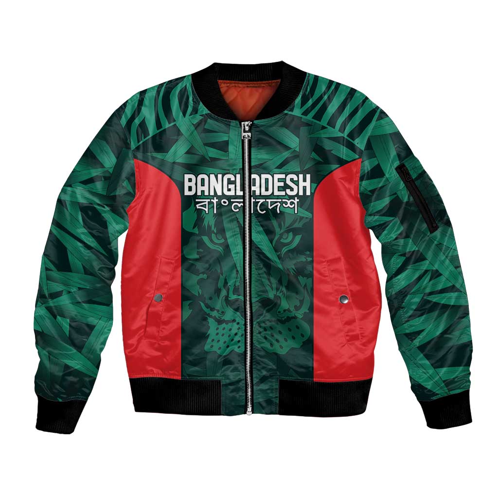 Royal Bengal Tiger Bangladesh Cricket Custom Sleeve Zip Bomber Jacket The Red and Green Version