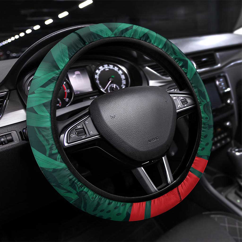 Royal Bengal Tiger Bangladesh Cricket Custom Steering Wheel Cover The Red and Green Version