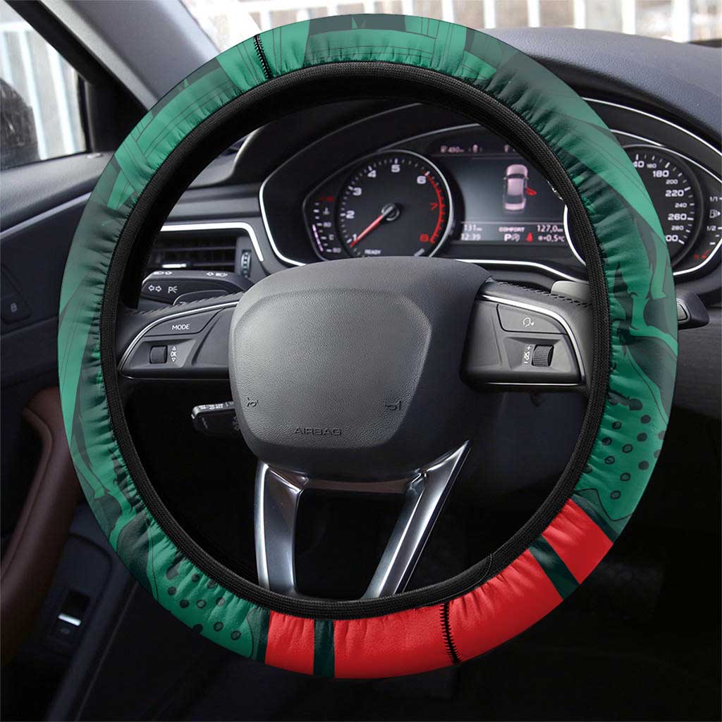 Royal Bengal Tiger Bangladesh Cricket Custom Steering Wheel Cover The Red and Green Version