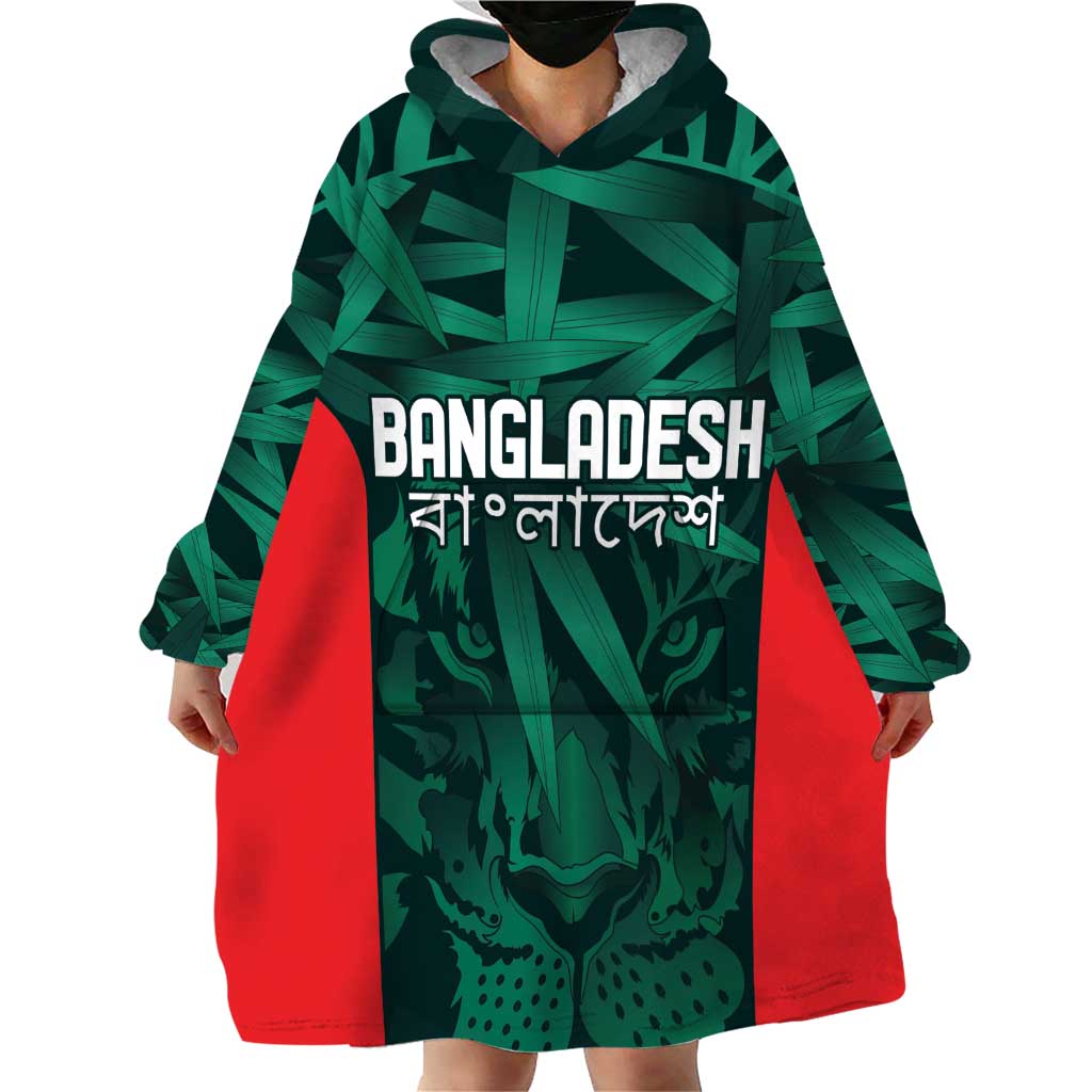 Royal Bengal Tiger Bangladesh Cricket Custom Wearable Blanket Hoodie The Red and Green Version