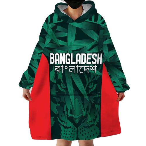 Royal Bengal Tiger Bangladesh Cricket Custom Wearable Blanket Hoodie The Red and Green Version