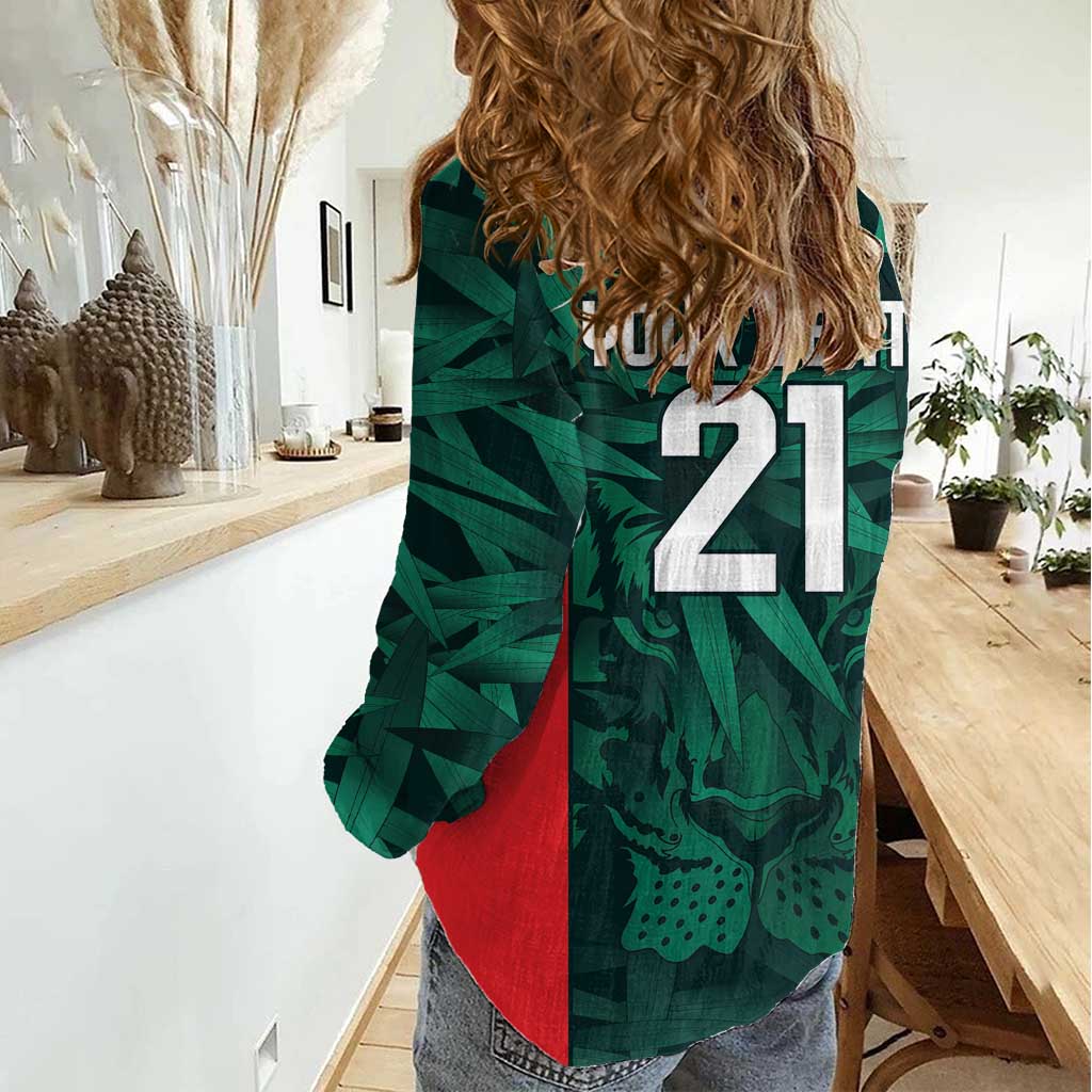 Royal Bengal Tiger Bangladesh Cricket Custom Women Casual Shirt The Red and Green Version
