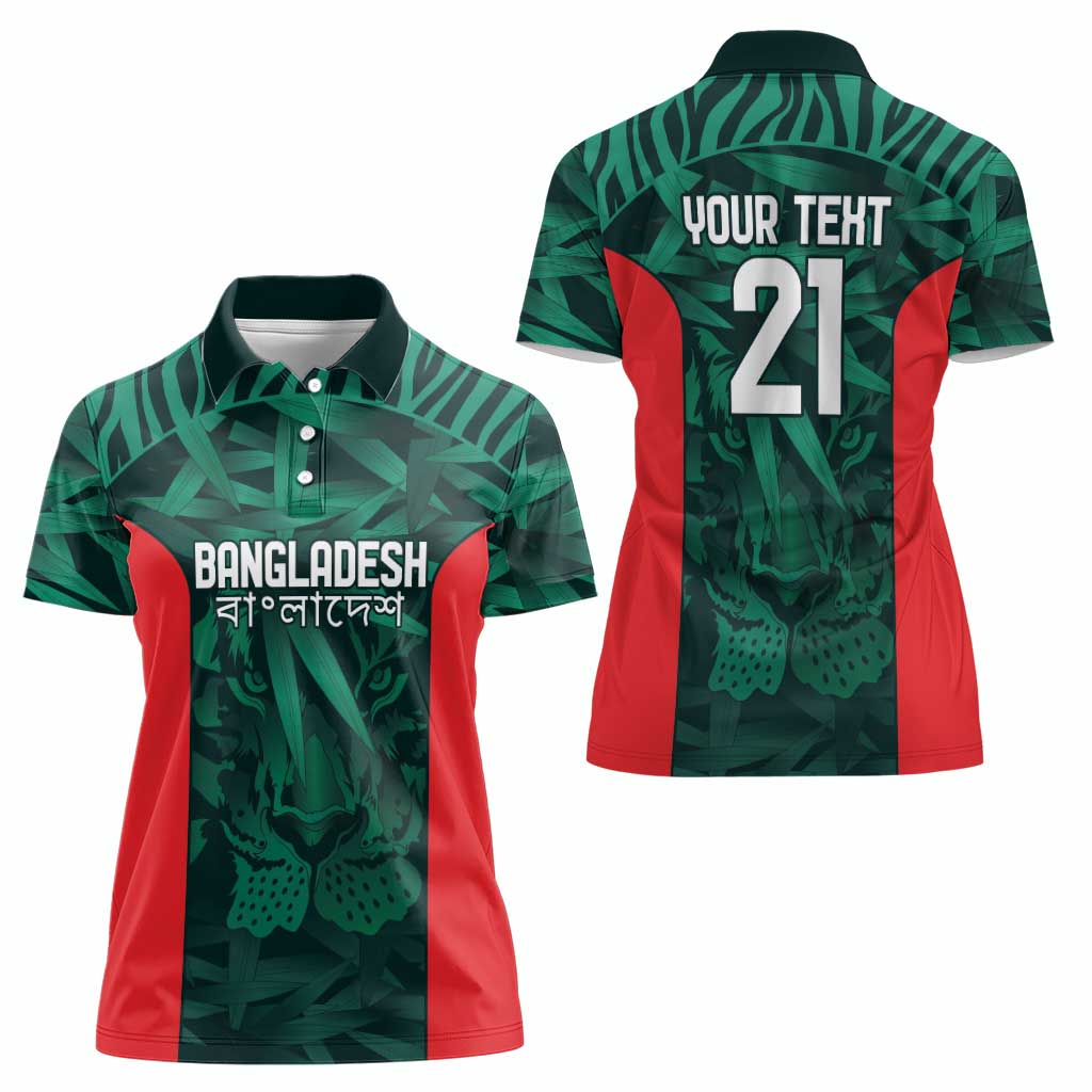 Royal Bengal Tiger Bangladesh Cricket Custom Women Polo Shirt The Red and Green Version