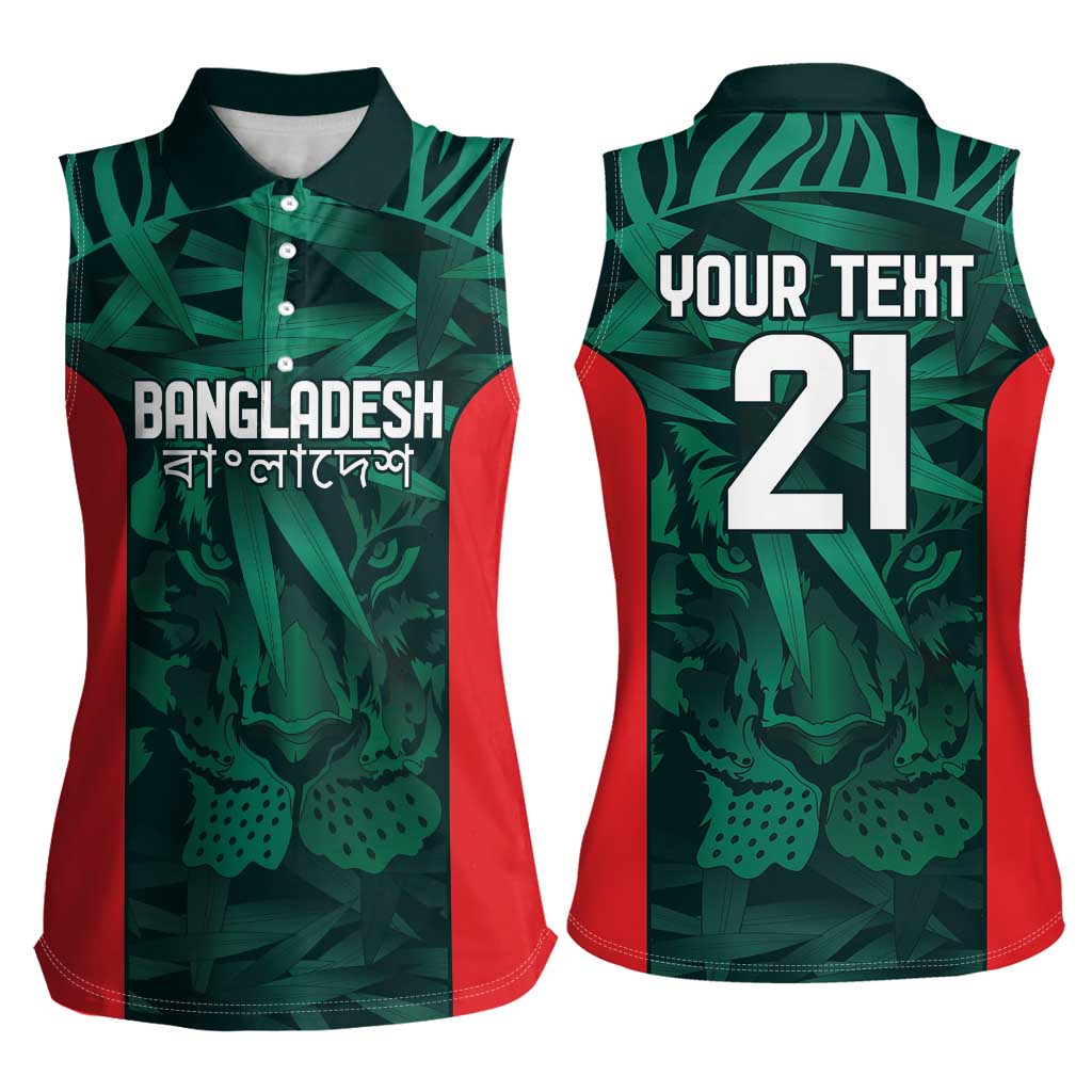 Royal Bengal Tiger Bangladesh Cricket Custom Women Sleeveless Polo Shirt The Red and Green Version