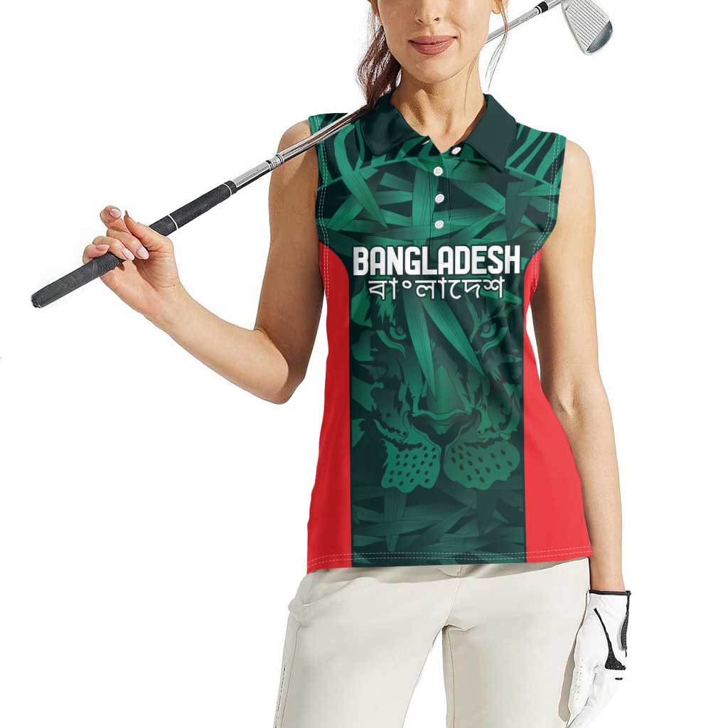 Royal Bengal Tiger Bangladesh Cricket Custom Women Sleeveless Polo Shirt The Red and Green Version