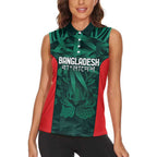 Royal Bengal Tiger Bangladesh Cricket Custom Women Sleeveless Polo Shirt The Red and Green Version