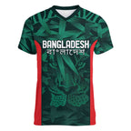 Royal Bengal Tiger Bangladesh Cricket Custom Women V-Neck T-Shirt The Red and Green Version