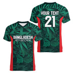 Royal Bengal Tiger Bangladesh Cricket Custom Women V-Neck T-Shirt The Red and Green Version
