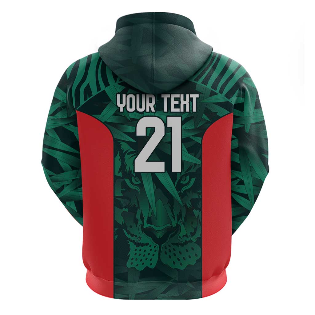 Royal Bengal Tiger Bangladesh Cricket Custom Zip Hoodie The Red and Green Version