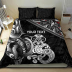 Personalised New Zealand Potae Pango Cricket Bedding Set Special Maori Hei Tiki Tribal Tattoo