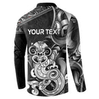 Personalised New Zealand Potae Pango Cricket Button Sweatshirt Special Maori Hei Tiki Tribal Tattoo