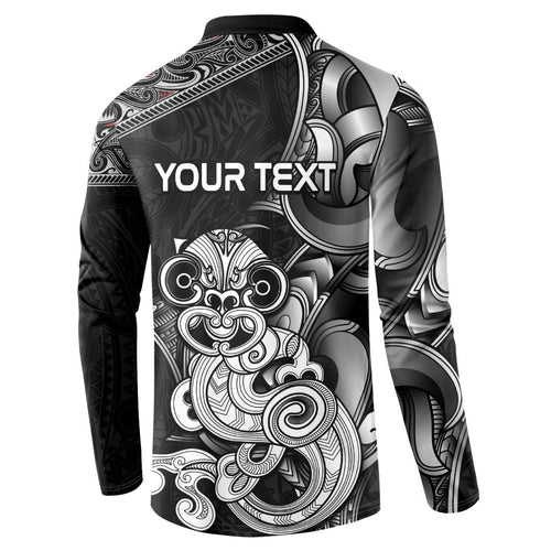 Personalised New Zealand Potae Pango Cricket Button Sweatshirt Special Maori Hei Tiki Tribal Tattoo