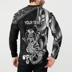 Personalised New Zealand Potae Pango Cricket Button Sweatshirt Special Maori Hei Tiki Tribal Tattoo