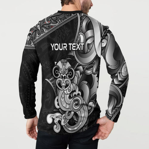 Personalised New Zealand Potae Pango Cricket Button Sweatshirt Special Maori Hei Tiki Tribal Tattoo