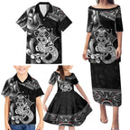 Personalised New Zealand Potae Pango Cricket Family Matching Puletasi and Hawaiian Shirt Special Maori Hei Tiki Tribal Tattoo