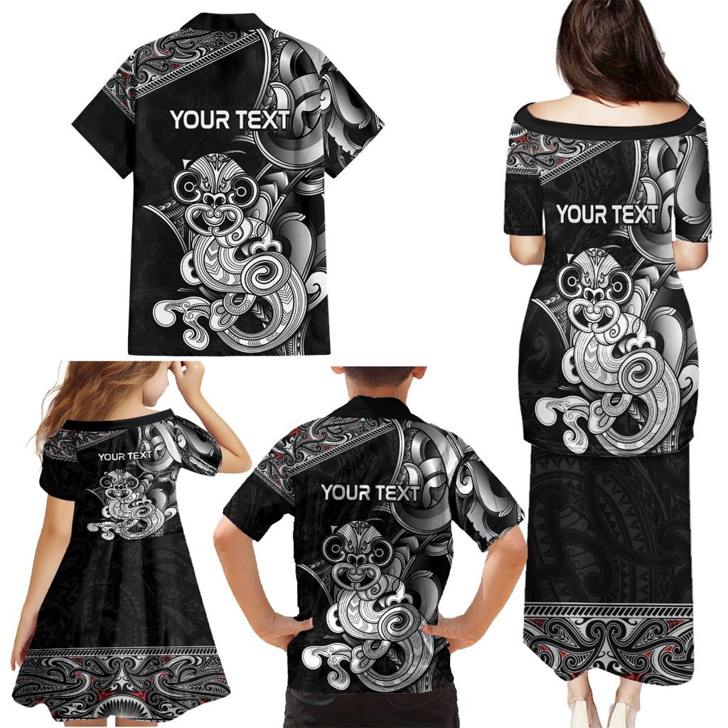 Personalised New Zealand Potae Pango Cricket Family Matching Puletasi and Hawaiian Shirt Special Maori Hei Tiki Tribal Tattoo