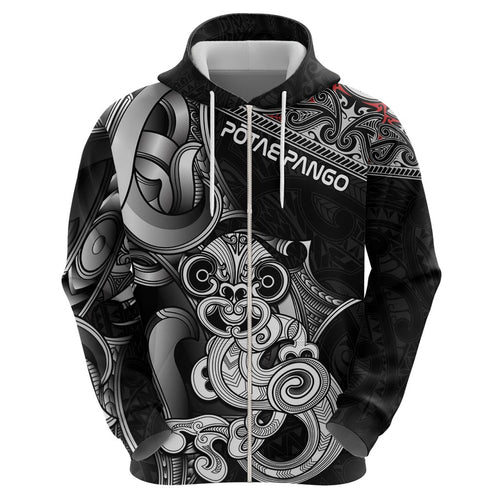 Personalised New Zealand Potae Pango Cricket Hoodie Special Maori Hei Tiki Tribal Tattoo