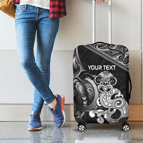 Personalised New Zealand Potae Pango Cricket Luggage Cover Special Maori Hei Tiki Tribal Tattoo