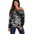 Personalised New Zealand Potae Pango Cricket Off Shoulder Sweater Special Maori Hei Tiki Tribal Tattoo