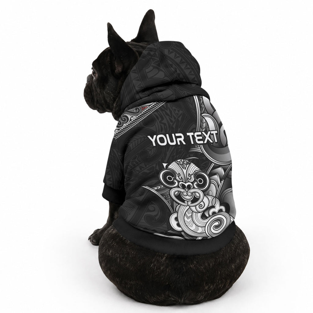 Personalised New Zealand Potae Pango Cricket Pet Hoodie Special Maori Hei Tiki Tribal Tattoo