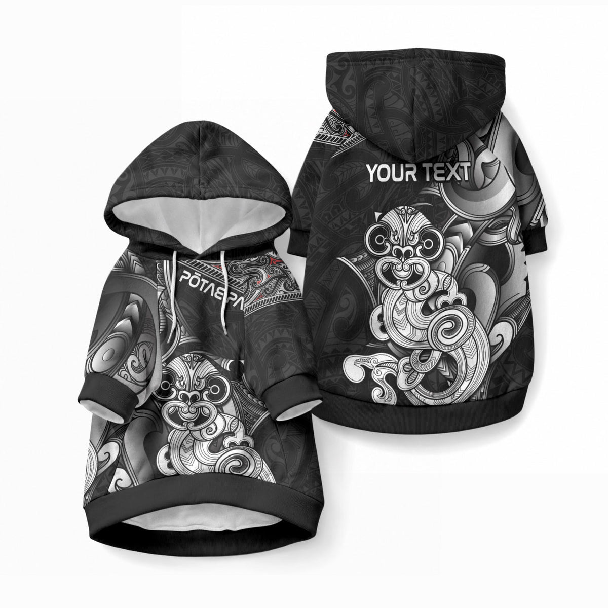 Personalised New Zealand Potae Pango Cricket Pet Hoodie Special Maori Hei Tiki Tribal Tattoo