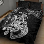 Personalised New Zealand Potae Pango Cricket Quilt Bed Set Special Maori Hei Tiki Tribal Tattoo