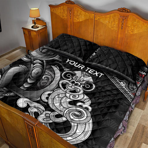 Personalised New Zealand Potae Pango Cricket Quilt Bed Set Special Maori Hei Tiki Tribal Tattoo
