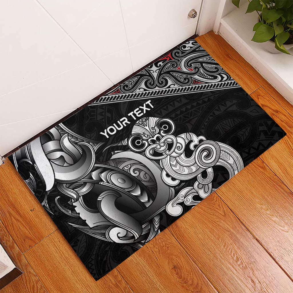 Personalised New Zealand Potae Pango Cricket Rubber Doormat Special Maori Hei Tiki Tribal Tattoo